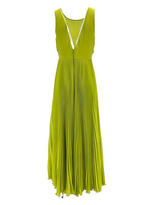 Women's dress in lime chiffon with pleated skirt Milva Mi | 5509175